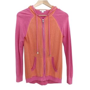 Spanner Athletic Mesh Zip-up Sweater Pink and Orange Extra Small